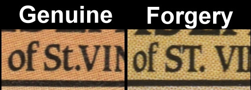 Saint Vincent Union Island 1985 Butterflies Forgery with Genuine Comparison of the word St. Saint Vincent Union Island 1985 Butterflies Forgery with Genuine Comparison of the word St.